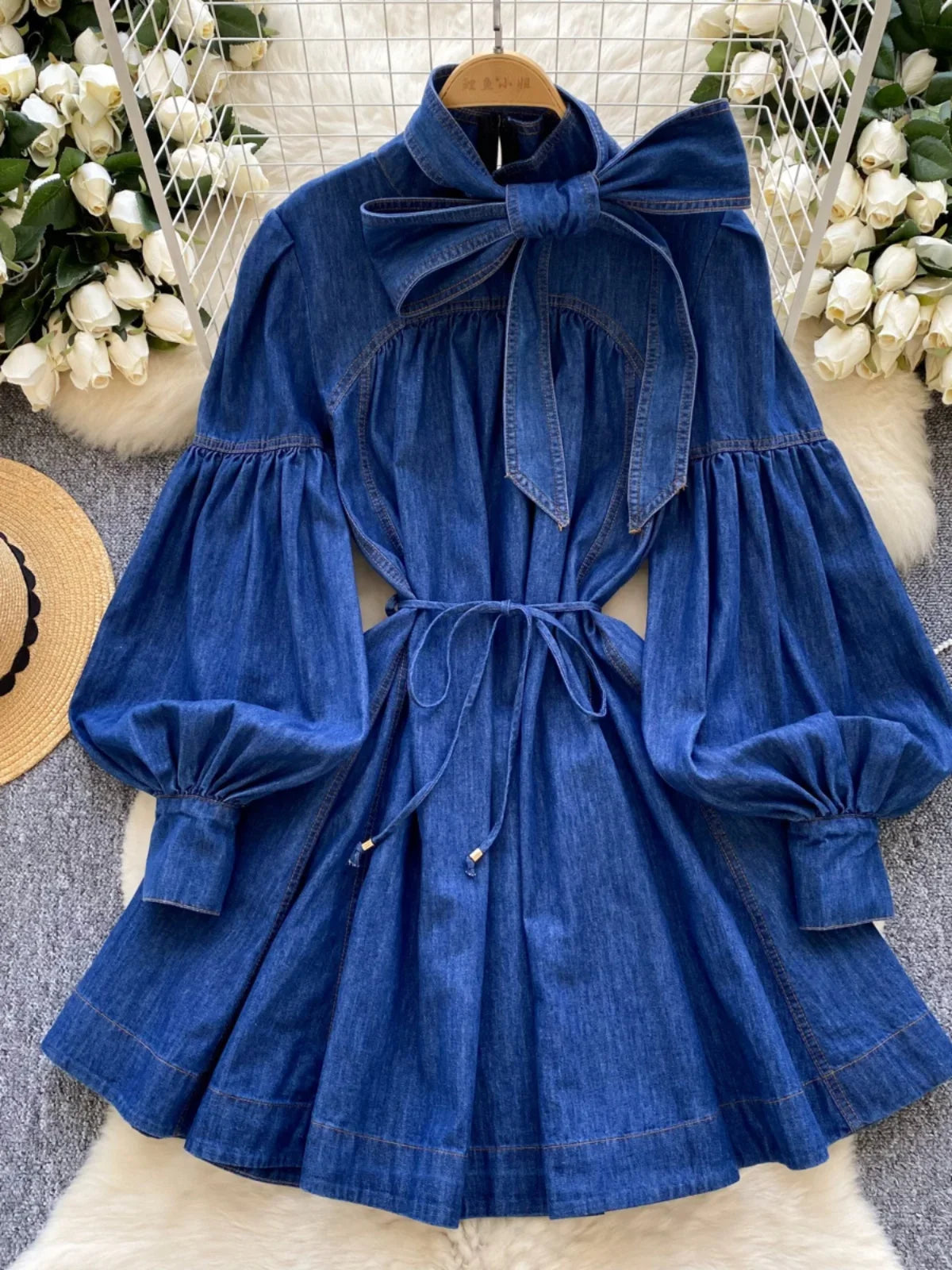 balloon denim dress Denim Balloon Maxi Dress