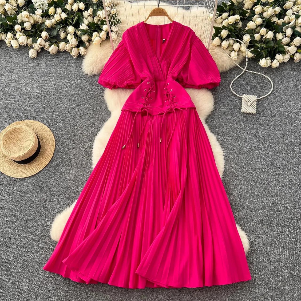 pink pleated wrap dress Jessica Hot Pink Pleated Dress Large