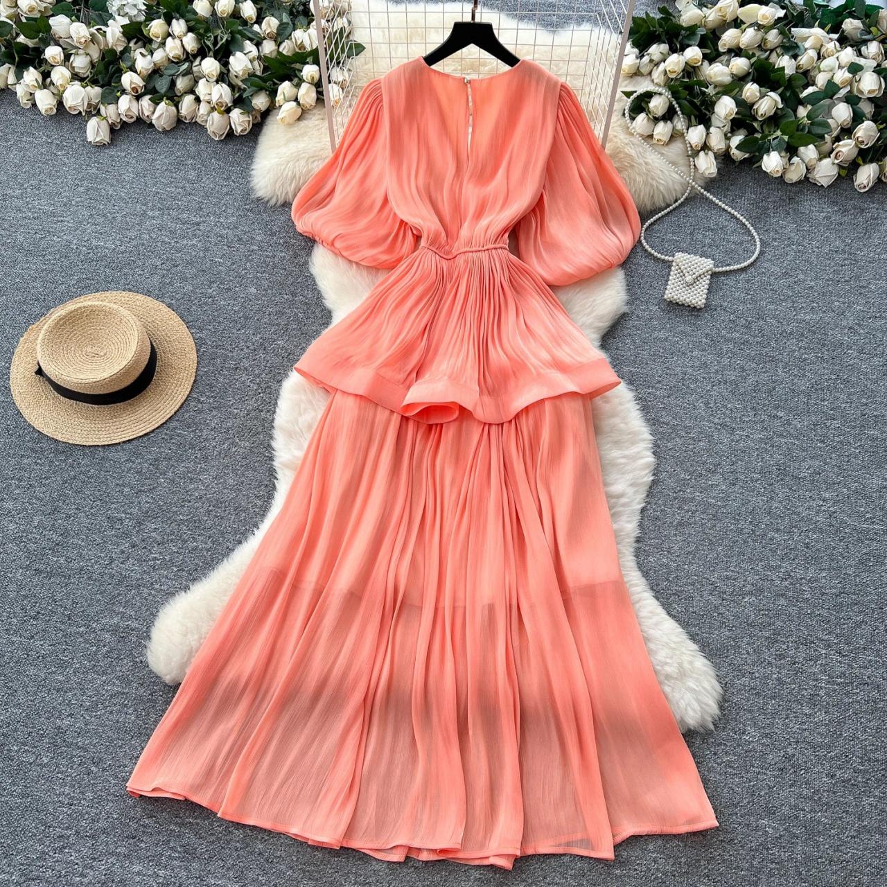 coral chiffon maxi dress ASOS DESIGN Curve sheer chiffon maxi tent dress in coral