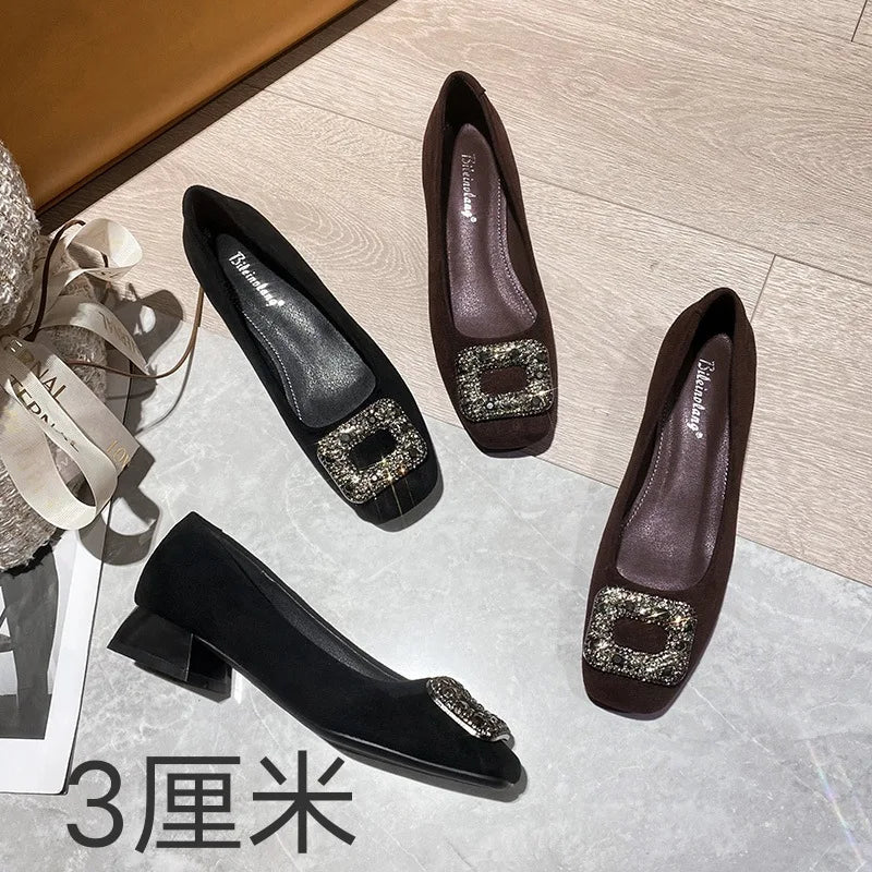 black dress shoes low heel Nina Womens Sofie Rhinestone Pointed Toe Kitten Heel Pumps Black 9.5 Dress